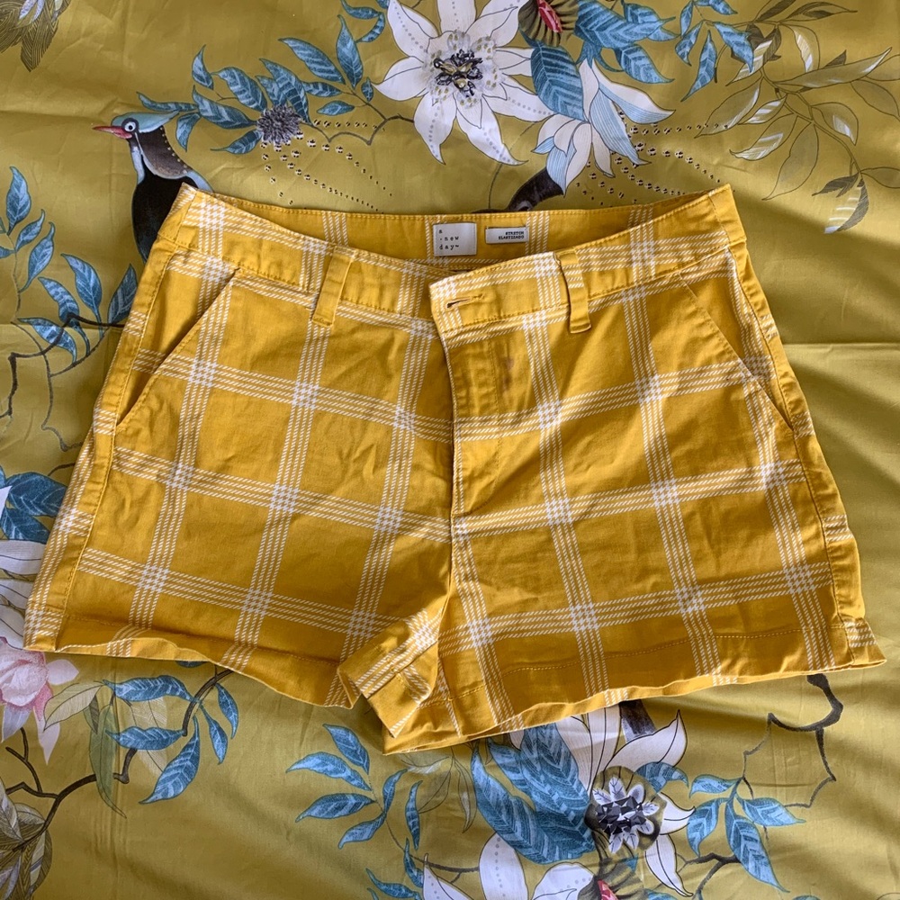 Yellow and white shorts size 8